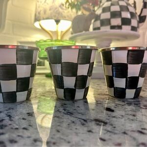 MacKenzie-Childs Checkered Cups - Black and White